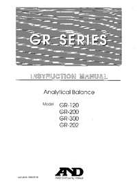 Thumbnail of document Manual - Gemini GR Series, A&D Weighing Semi-Micro Balance